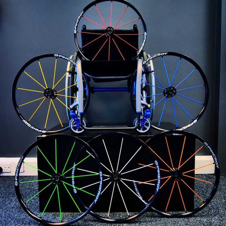 Spinergy LX wheels for an active wheelchair on display
