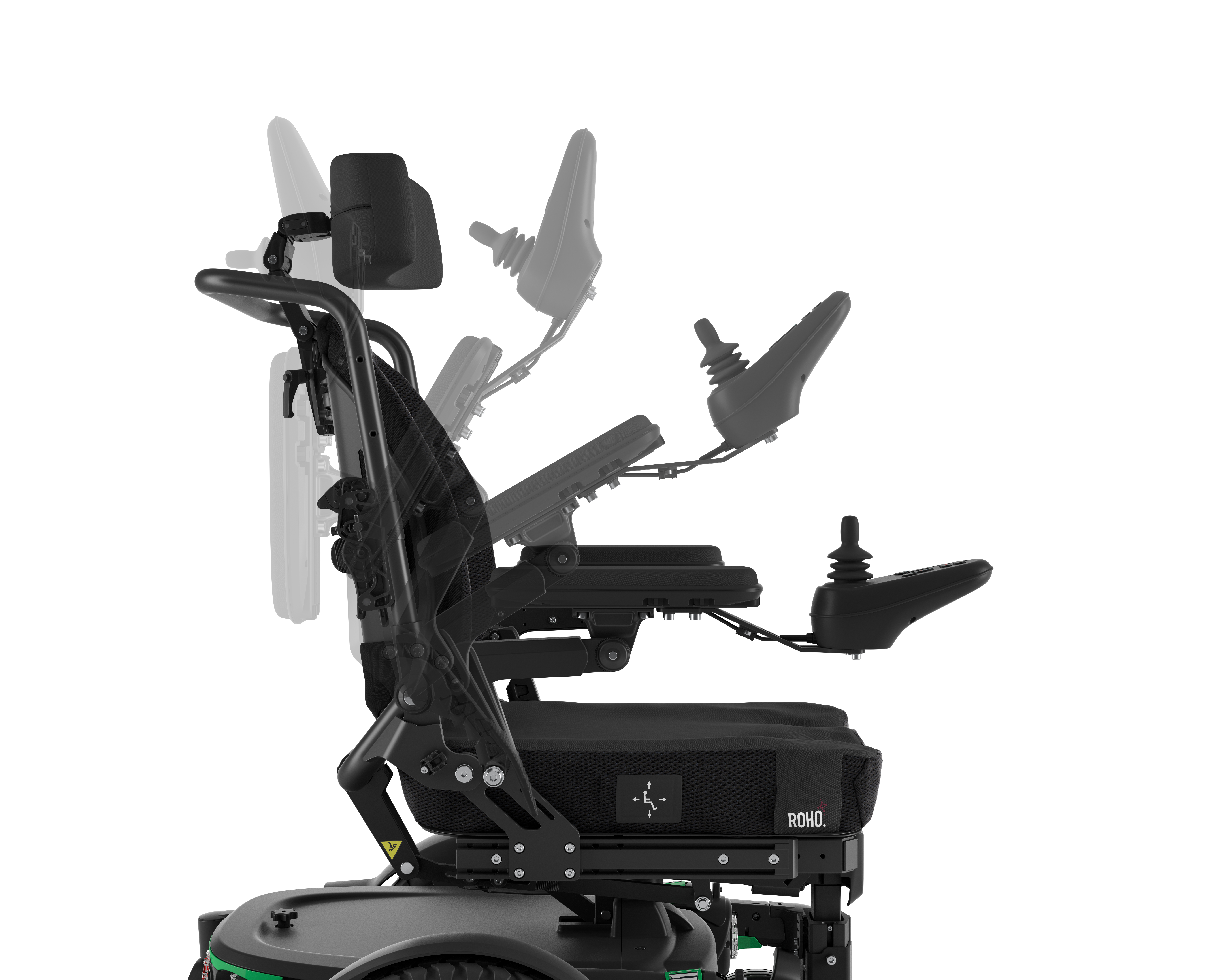 close up image of the flip up armrests on the m1 powerchair