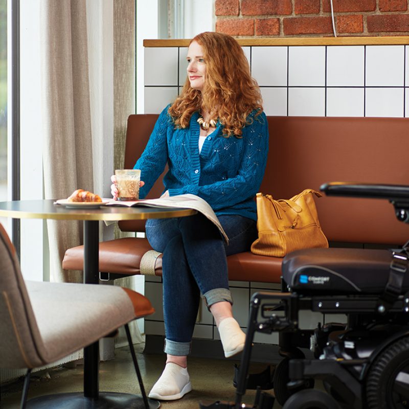 M1 indoor powerchair clinical mobility solutions coffee shop image
