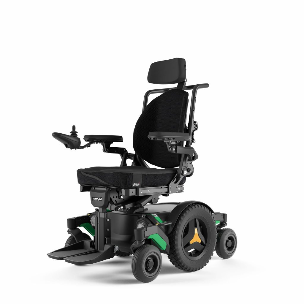 m1 indoor powerchairs from permobil angle view